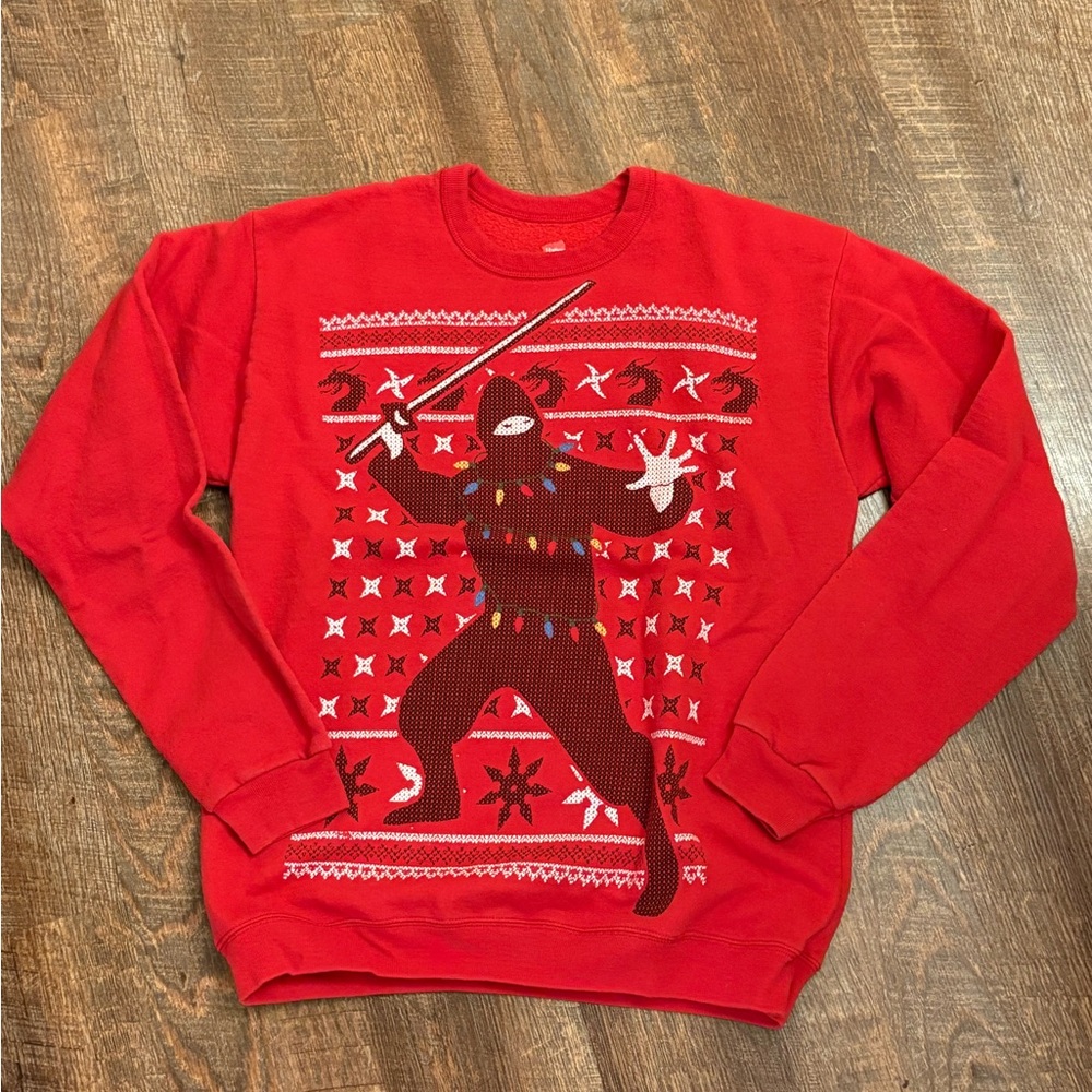 Hanes Ninja Ugly Christmas Sweater Red Size Small